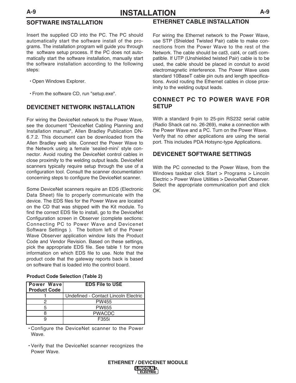 Installation | Lincoln Electric IM840 ETHERNET_DEVICENET MODULE K2436-1 User Manual | Page 16 / 32