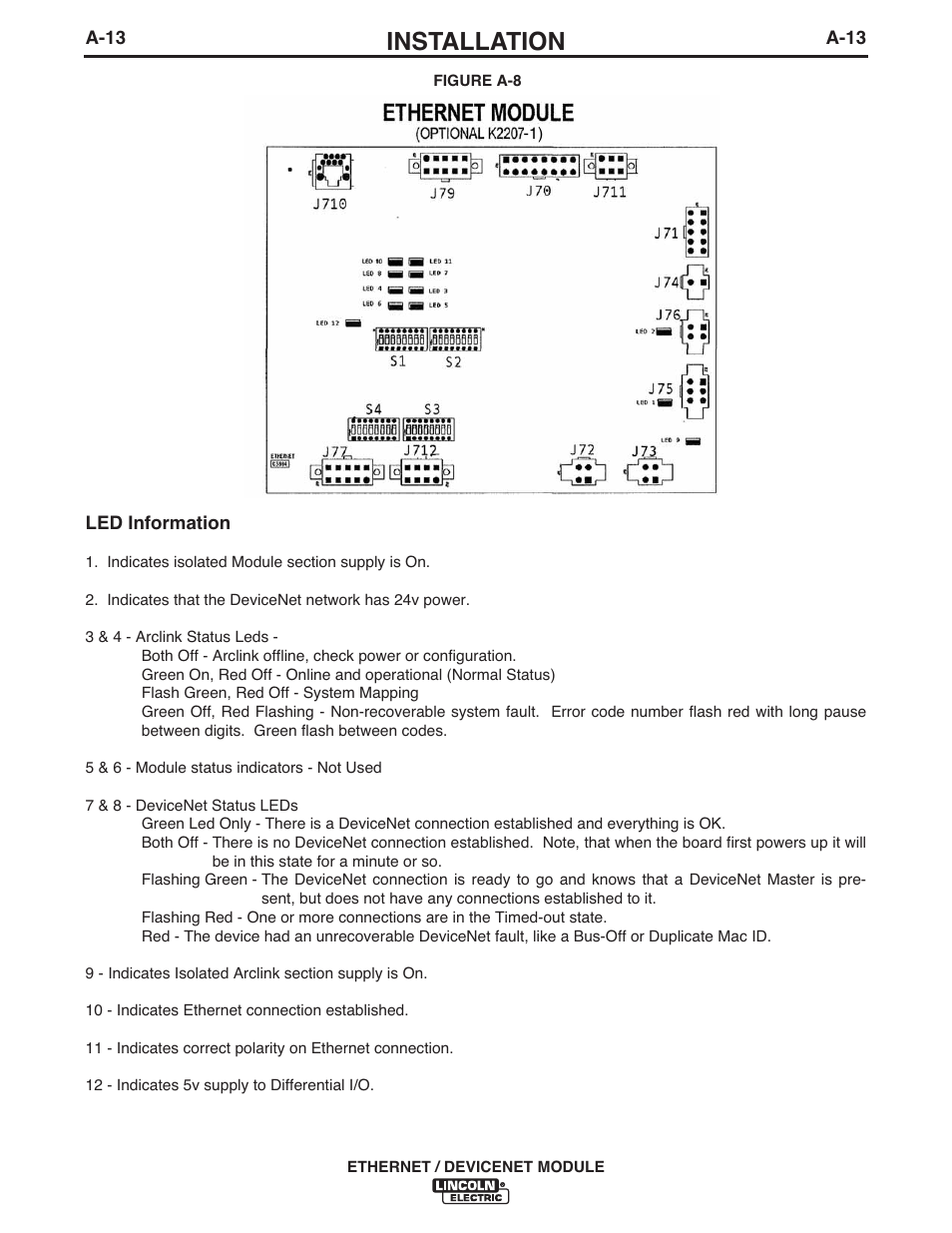 Installation | Lincoln Electric IM840 ETHERNET_DEVICENET MODULE K2436-1 User Manual | Page 20 / 32