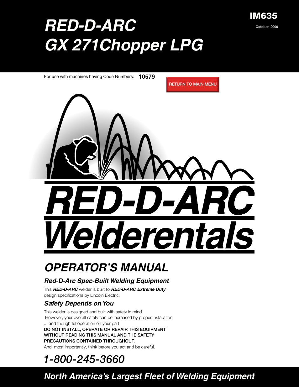 Lincoln Electric IM635 RED-D-ARC GX 271Chopper LPG User Manual | 48 pages