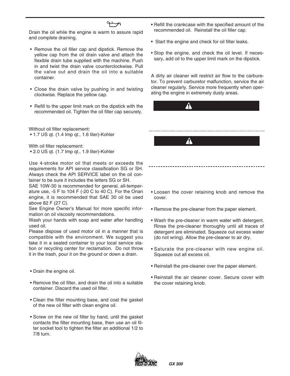 Maintenance, Caution warning | Lincoln Electric IM801 RED-D-ARC GX 300 User Manual | Page 25 / 48