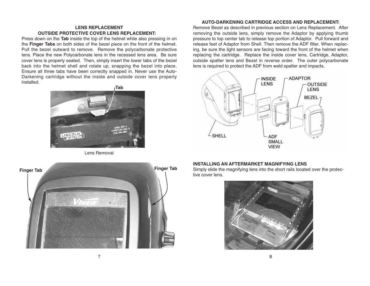 Lincoln Electric IM948 VISTA AUTO-DARKENING HELMET User Manual | Page 10 / 16