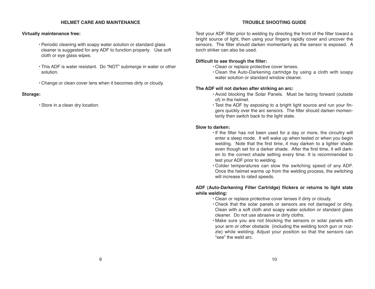 Lincoln Electric IM948 VISTA AUTO-DARKENING HELMET User Manual | Page 11 / 16