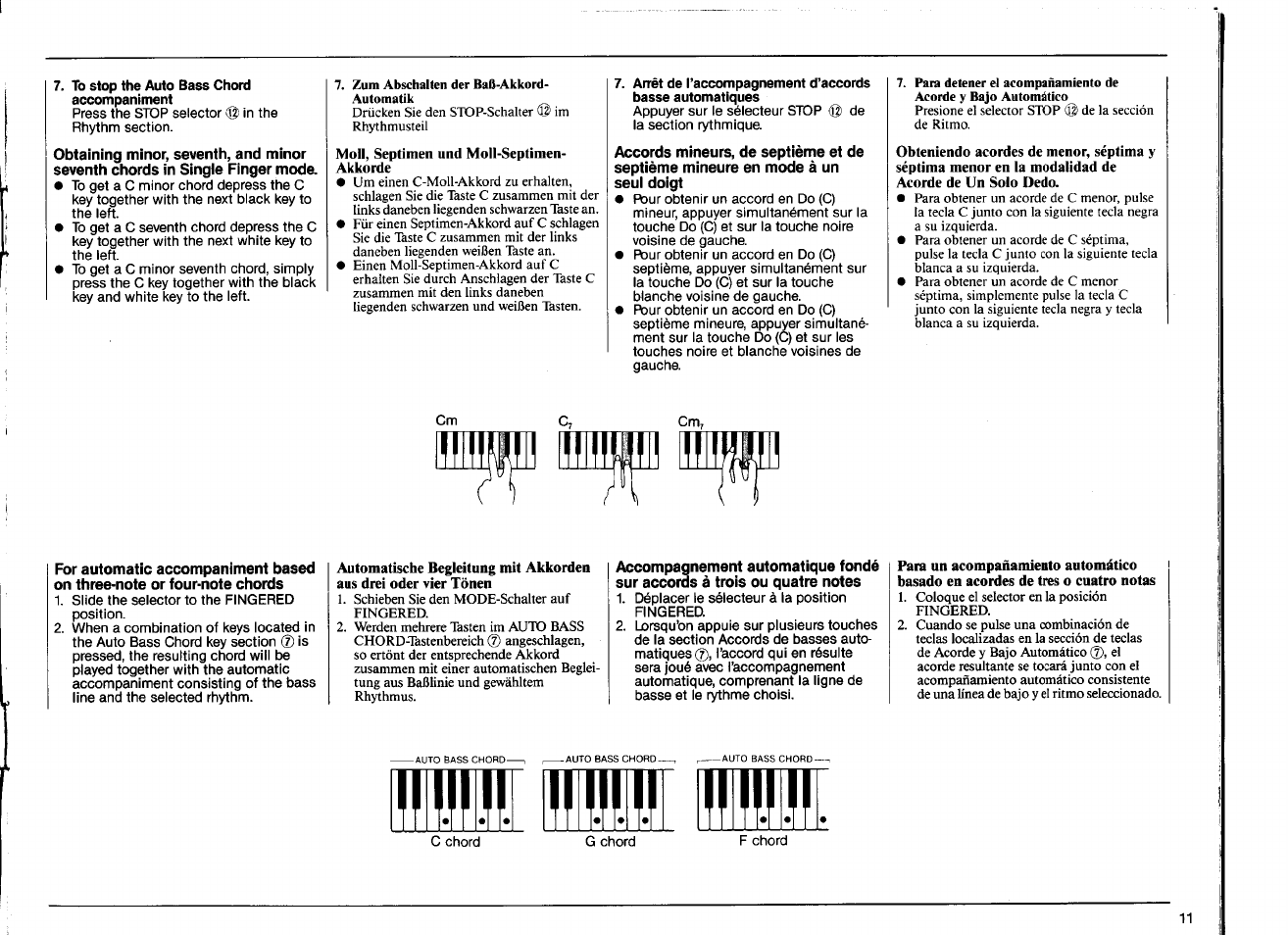 To stop the auto bass chord accompaniment | Yamaha PSR-12 User Manual | Page 13 / 20