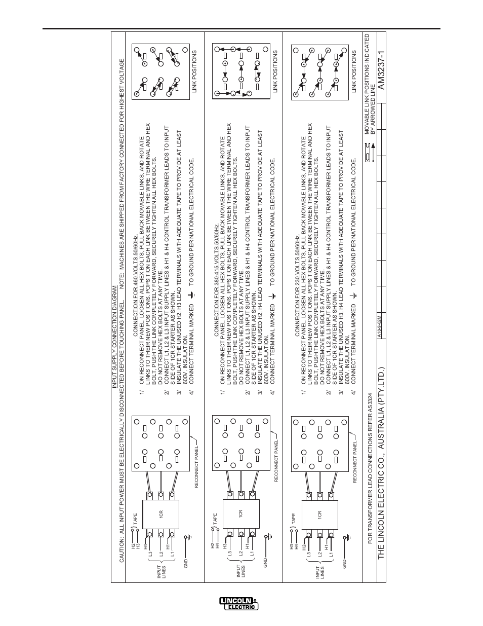 Operation, Cv-525, Table b.1 | Lincoln Electric IM770 IDEALARC CV-525 User Manual | Page 19 / 36