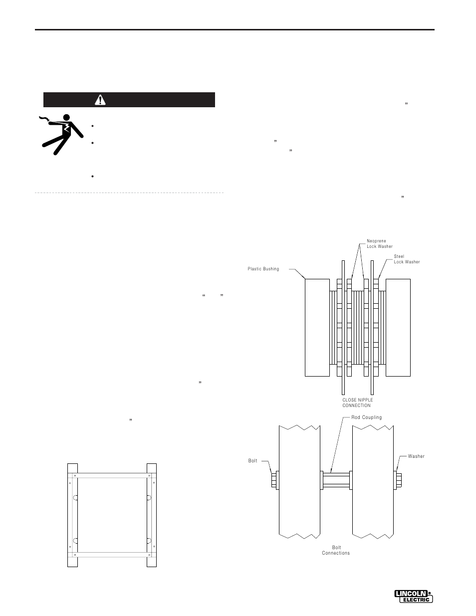 Installation, Warning mechanical installation, Safety precautions | K898 series of aluminum racks (4) | Lincoln Electric IM512 INVERTEC RACKS User Manual | Page 10 / 32