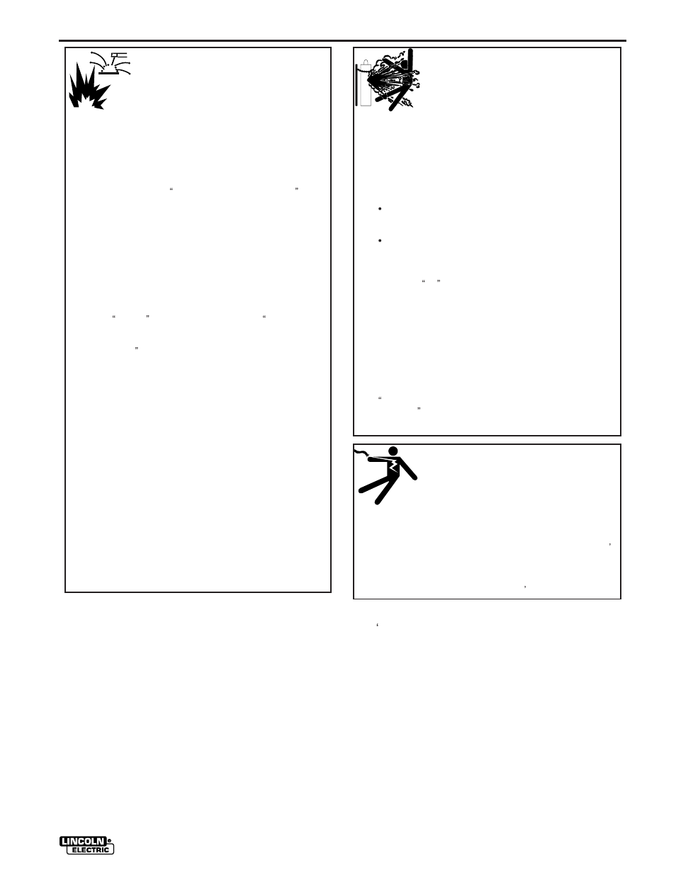 Safety, For electrically powered equipment, Cylinder may explode if damaged | Welding sparks can cause fire or explosion | Lincoln Electric IM512 INVERTEC RACKS User Manual | Page 3 / 32