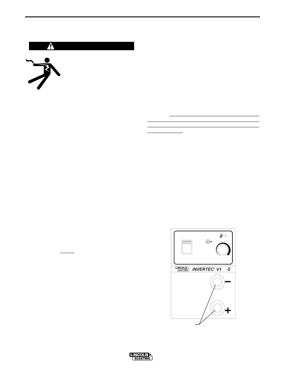 Installation, Safety precautions, Select suitable location | High frequency precautions, Input supply connections, Input fuse and supply wire, Output connections, Warning | Lincoln Electric IM585 INVERTEC V-130-S User Manual | Page 10 / 25