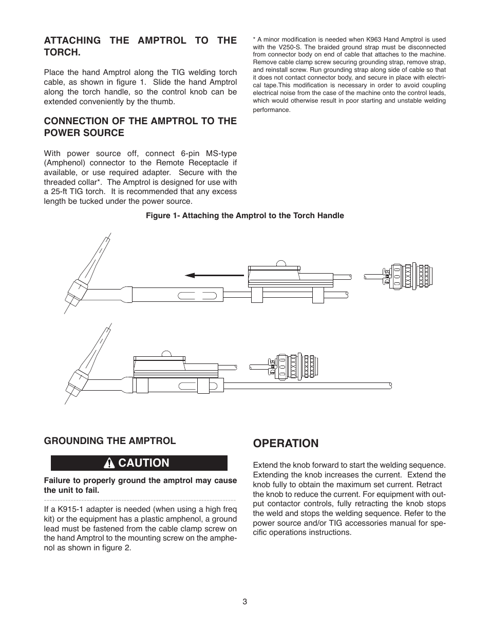 Caution operation | Lincoln Electric IM567 K963 Hand Amptrol User Manual | Page 3 / 4