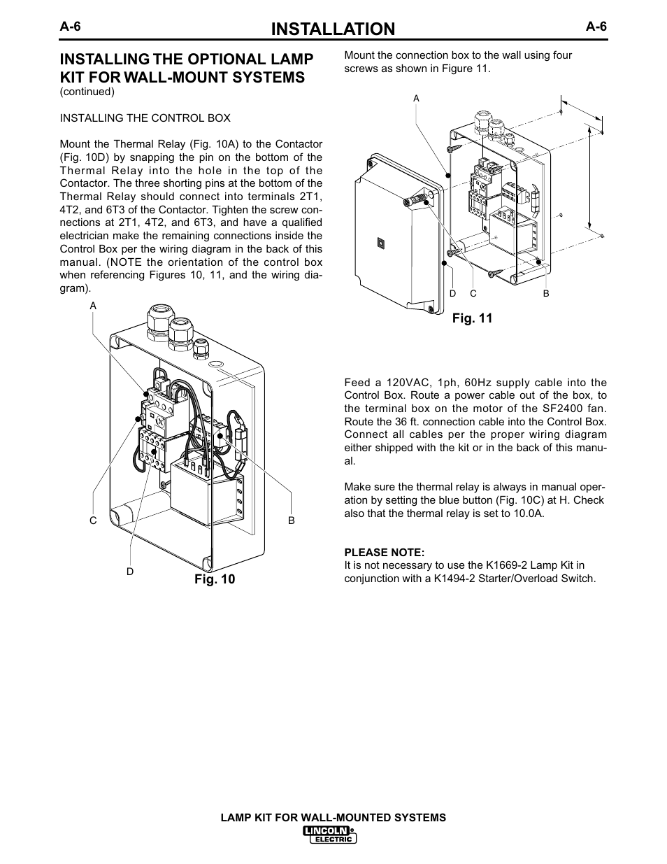 Installation | Lincoln Electric IM627 Lamp Kit for Wall-Mounted Systems User Manual | Page 13 / 29