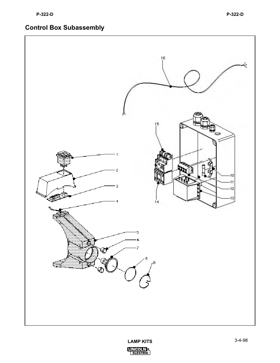 Control box subassembly | Lincoln Electric IM627 Lamp Kit for Wall-Mounted Systems User Manual | Page 24 / 29