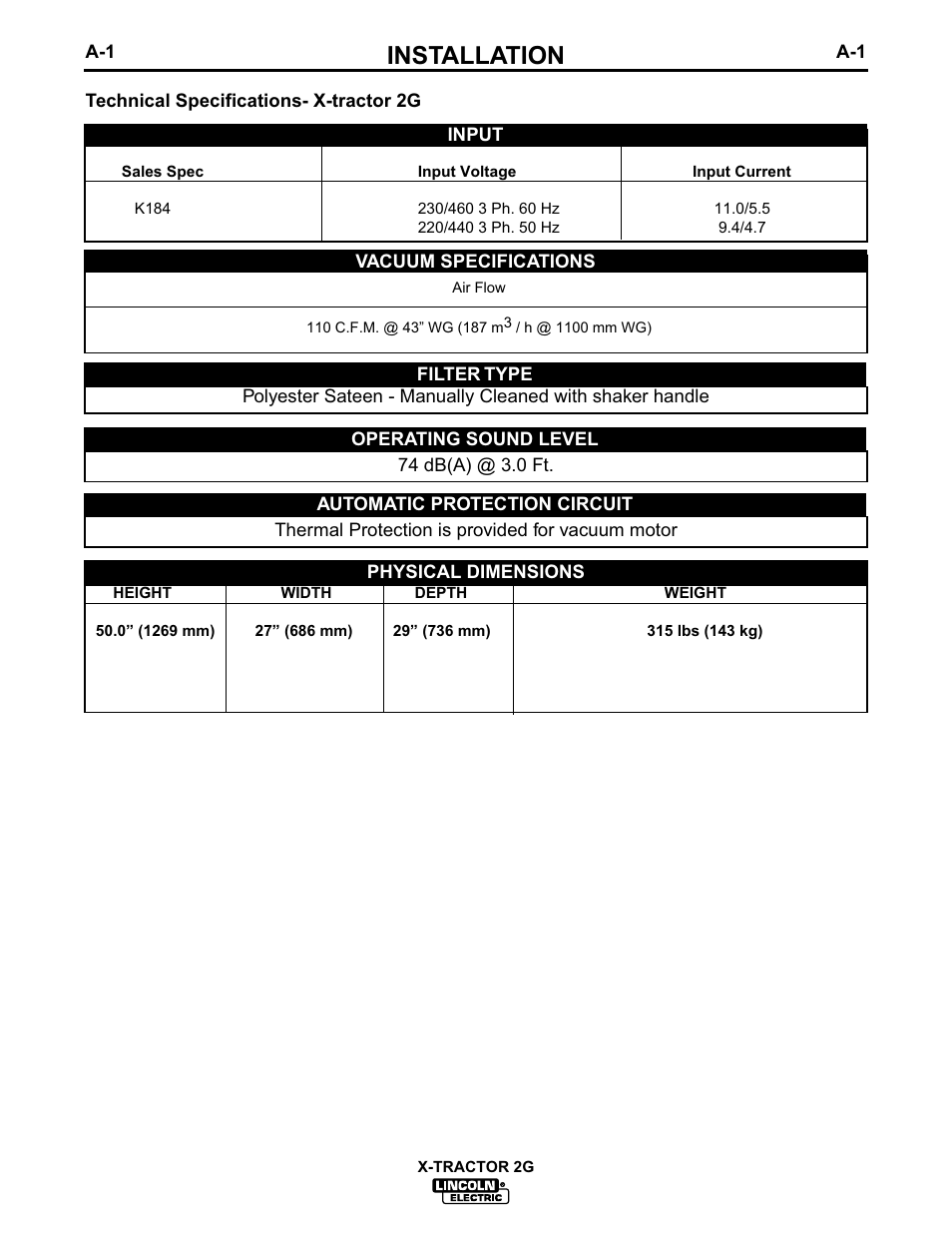 Installation | Lincoln Electric IM547 X-Tractor 2G User Manual | Page 8 / 19