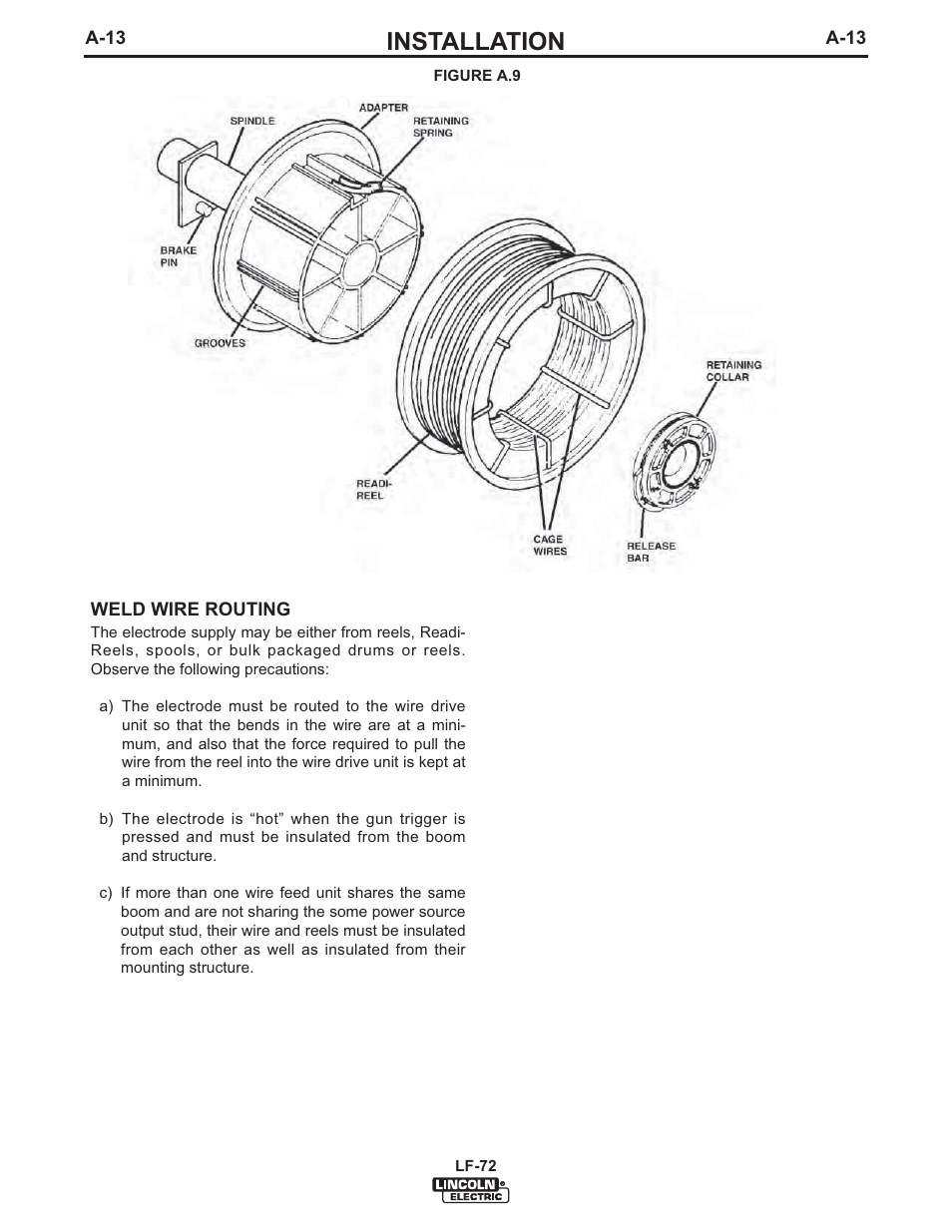 Installation | Lincoln Electric IM847 LF-72 WIRE FEEDER User Manual | Page 21 / 49