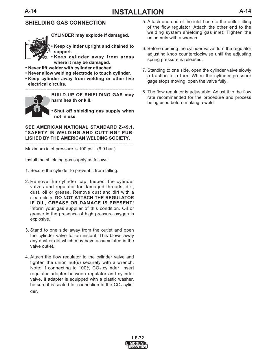 Installation | Lincoln Electric IM847 LF-72 WIRE FEEDER User Manual | Page 22 / 49