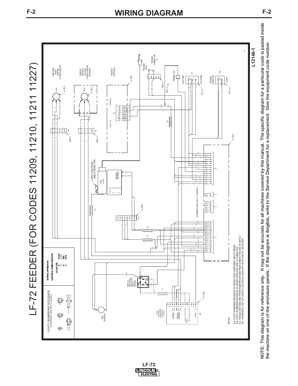 Wiring diagram, Lf-72 | Lincoln Electric IM847 LF-72 WIRE FEEDER User Manual | Page 42 / 49