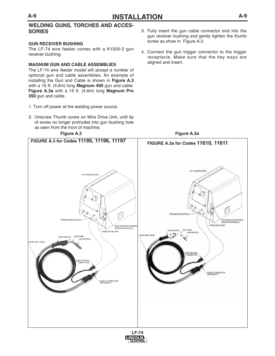 Installation | Lincoln Electric IM872 LF-74 WIRE FEEDER User Manual | Page 17 / 50