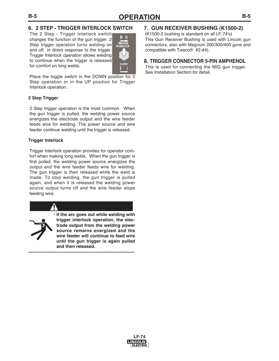 Operation | Lincoln Electric IM872 LF-74 WIRE FEEDER User Manual | Page 34 / 50