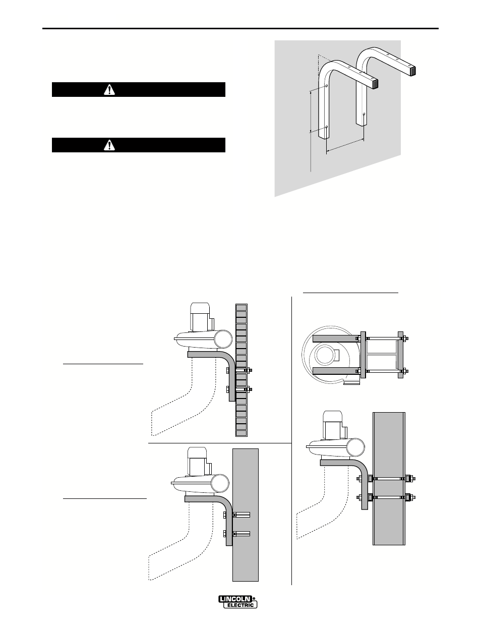 Installation, Warning, Caution | Lincoln Electric IM623 LFA 3.1 & 4.1 Fume Extraction Arms User Manual | Page 10 / 20