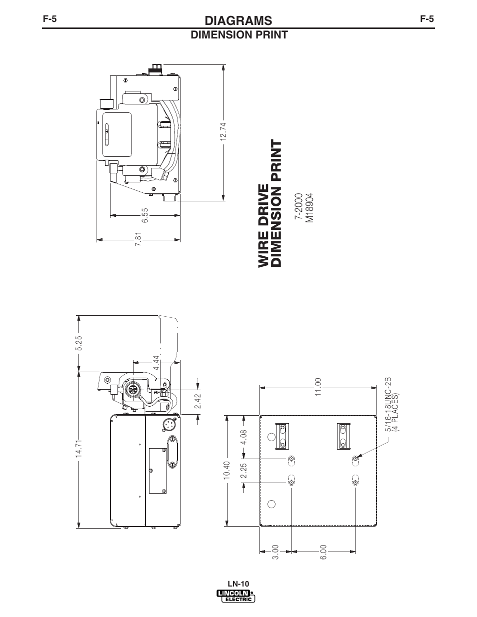 Diagrams, Wire dr ive d ime n s ion pr in t, Dimension print | Lincoln Electric IM587 LN-10 Wire Feeder User Manual | Page 50 / 54