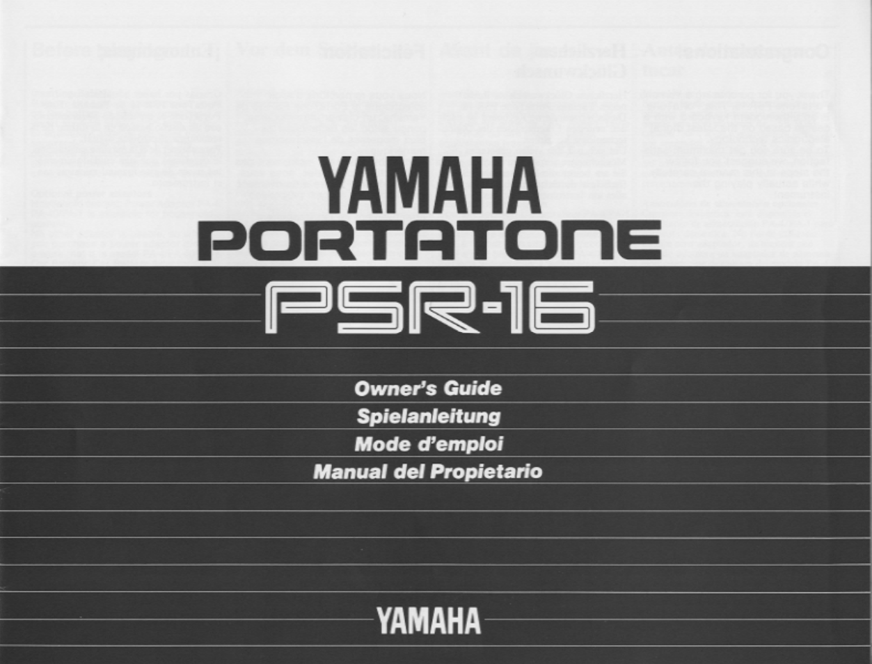 Yamaha PSR-16 User Manual | 20 pages