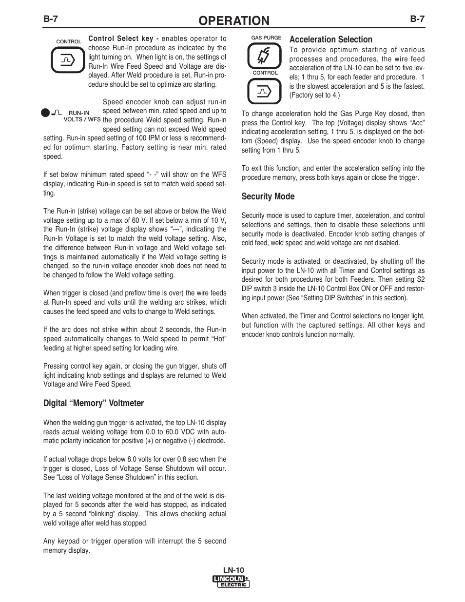 Operation | Lincoln Electric IM906 LN-10 (Bench Model) User Manual | Page 20 / 48