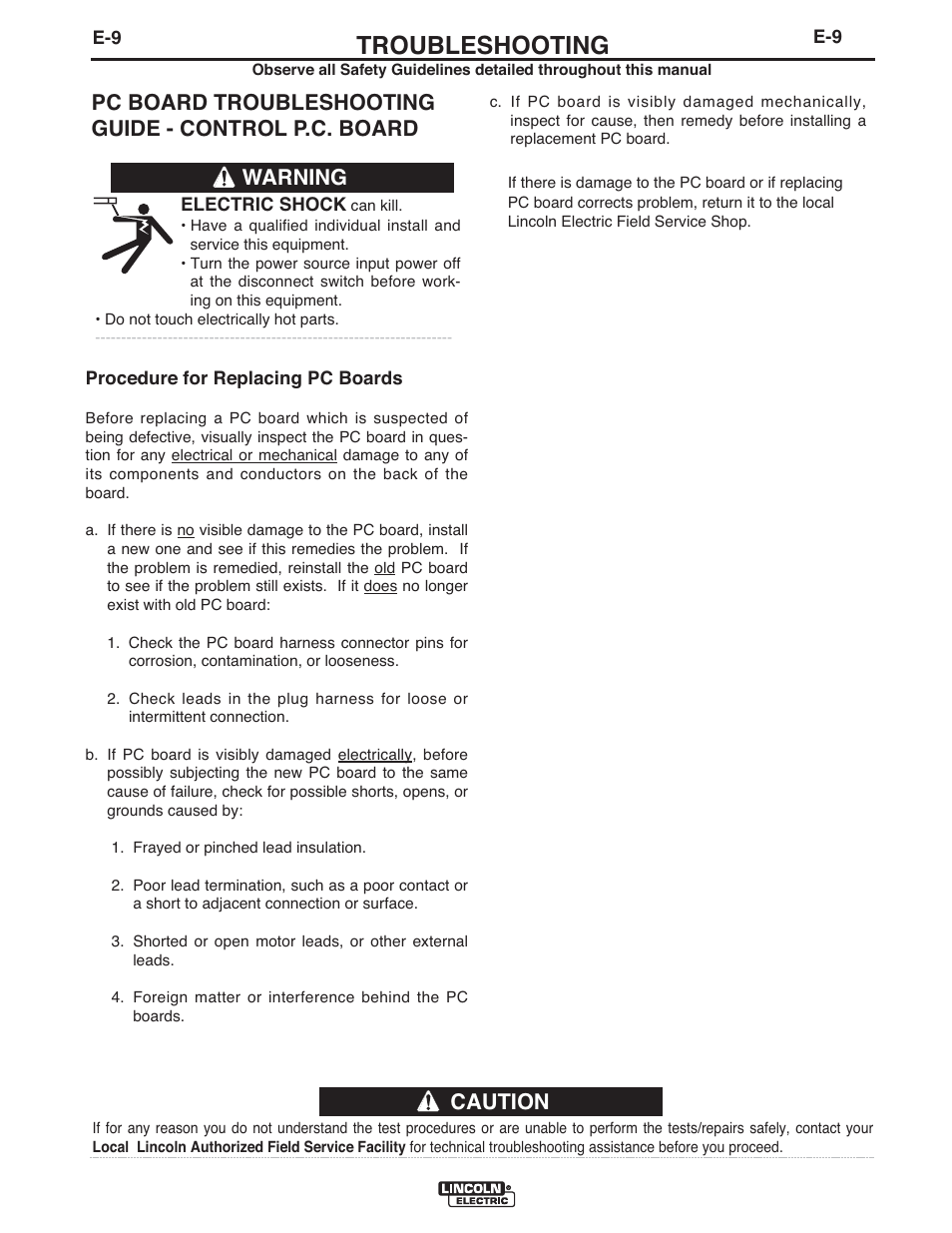 Troubleshooting, Warning | Lincoln Electric IM906 LN-10 (Bench Model) User Manual | Page 40 / 48