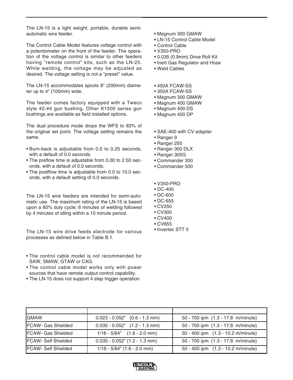 Operation, General description | Lincoln Electric IM734 LN-15 WIRE FEEDER User Manual | Page 13 / 34