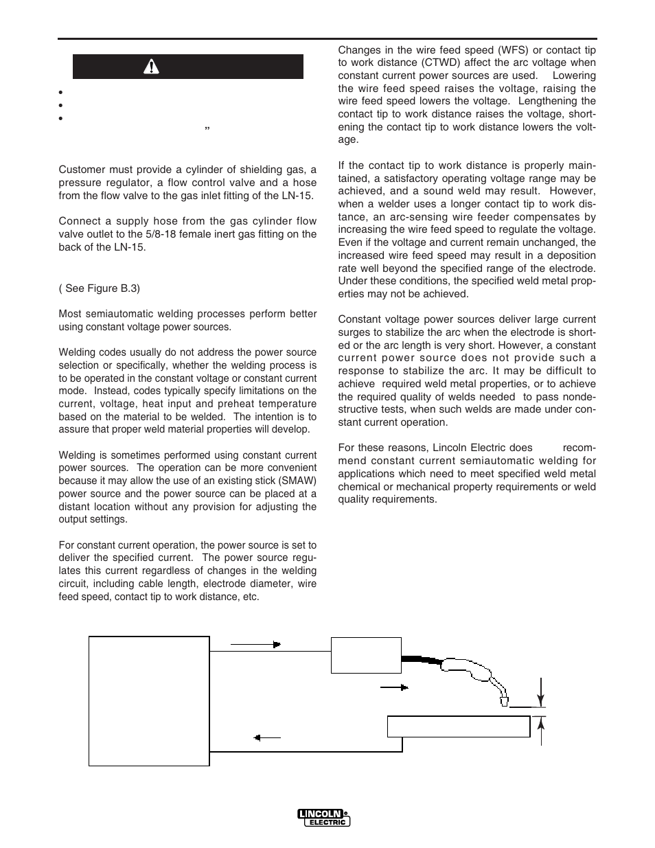 Operation, Warning | Lincoln Electric IM734 LN-15 WIRE FEEDER User Manual | Page 18 / 34