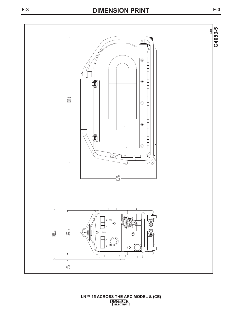 Dimension print | Lincoln Electric IM823 LN-15 WIRE FEEDER User Manual | Page 34 / 40