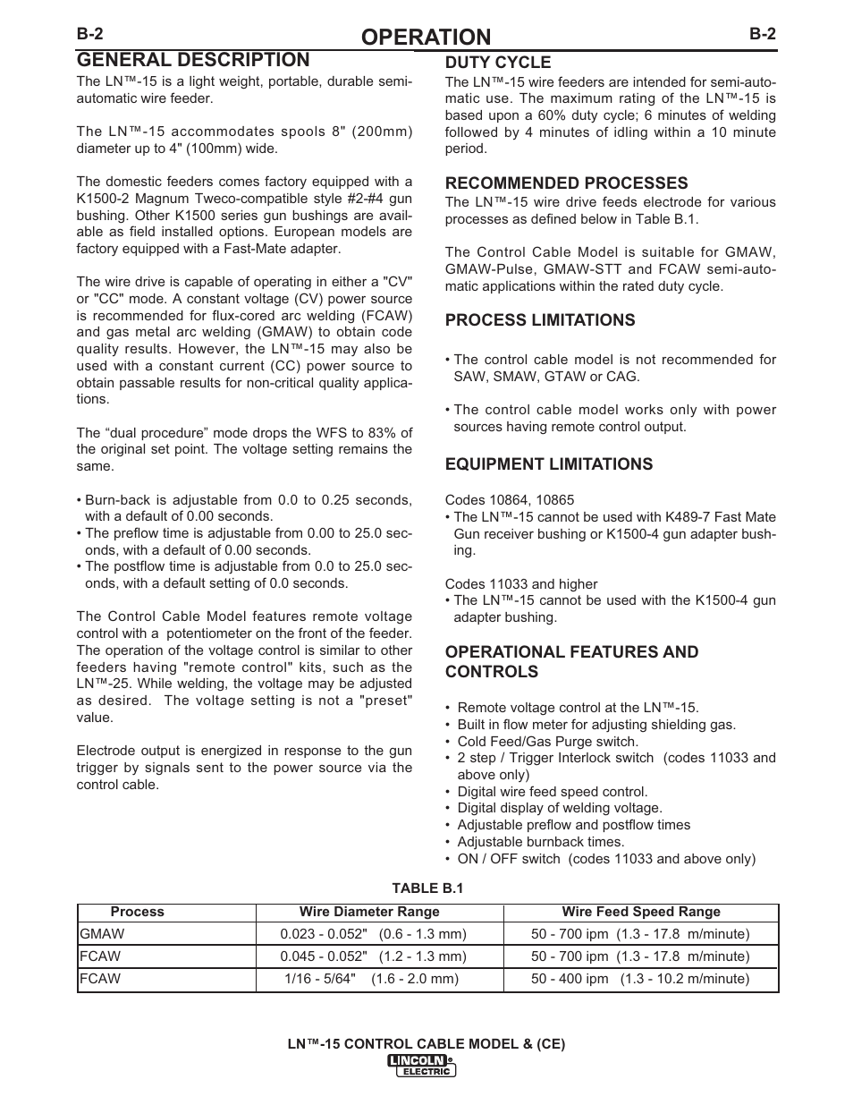 Operation, General description | Lincoln Electric IM824 LN-15 WIRE FEEDER User Manual | Page 16 / 36