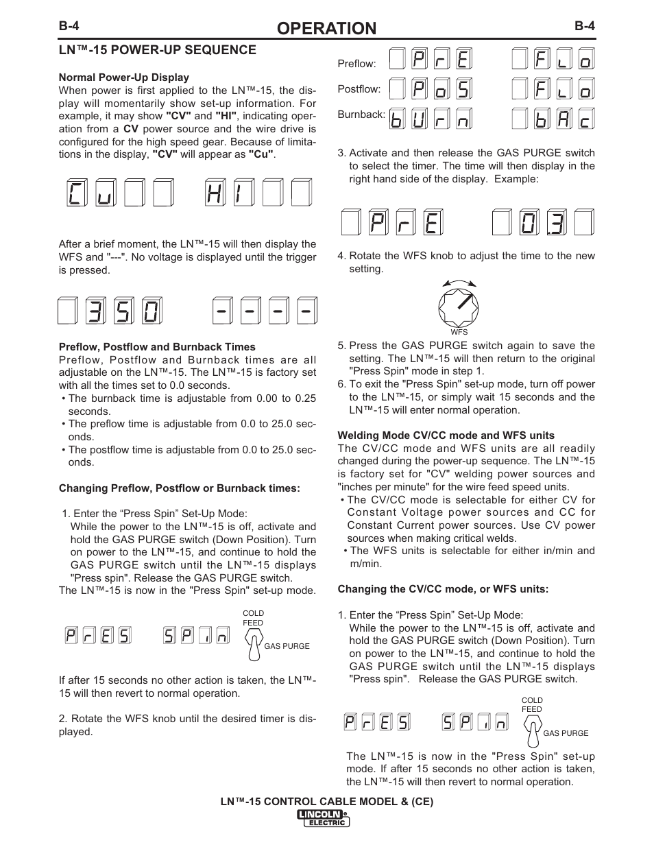 Operation | Lincoln Electric IM824 LN-15 WIRE FEEDER User Manual | Page 18 / 36