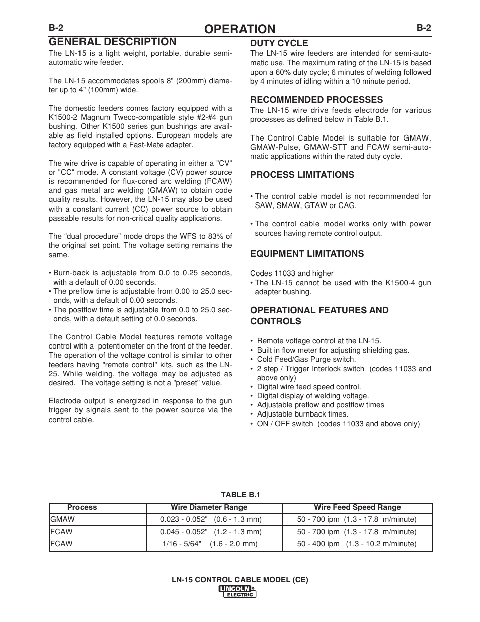 Operation, General description | Lincoln Electric IM910 LN-15 WIRE FEEDER User Manual | Page 16 / 36