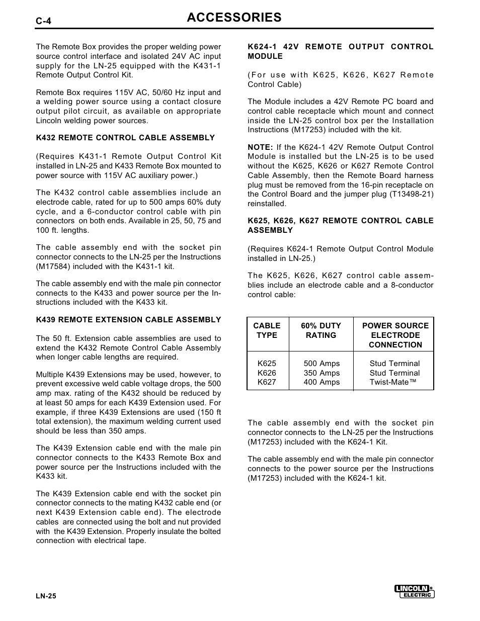 Accessories | Lincoln Electric IM359 LN-25 User Manual | Page 24 / 34