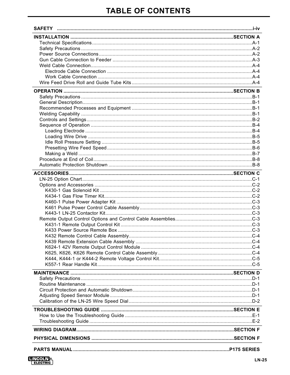 Lincoln Electric IM359 LN-25 User Manual | Page 7 / 34