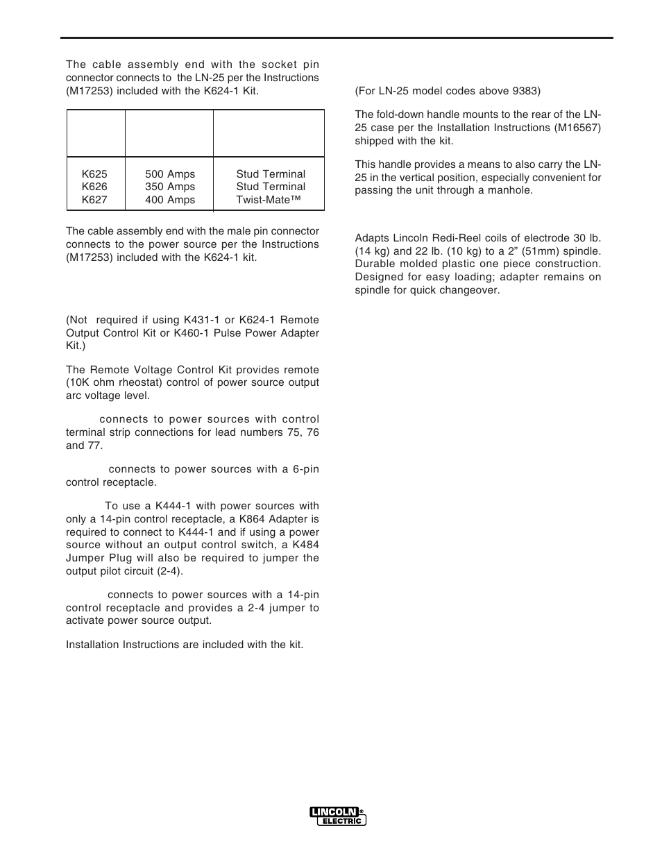 Accessories | Lincoln Electric IM620 LN-25 User Manual | Page 25 / 40