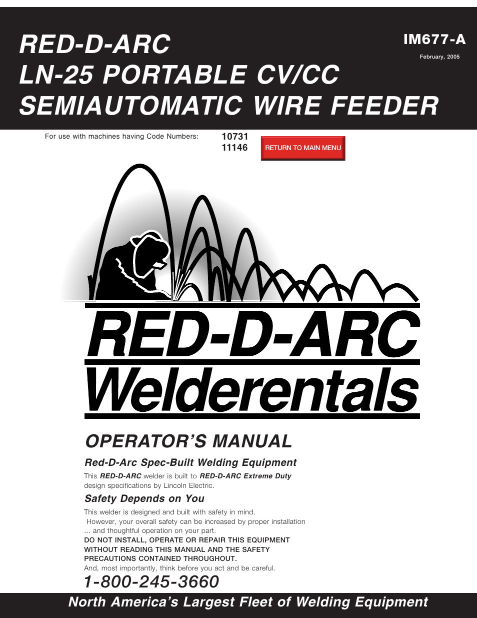 Lincoln Electric IM677 RED-D-ARC LN-25 User Manual | 34 pages