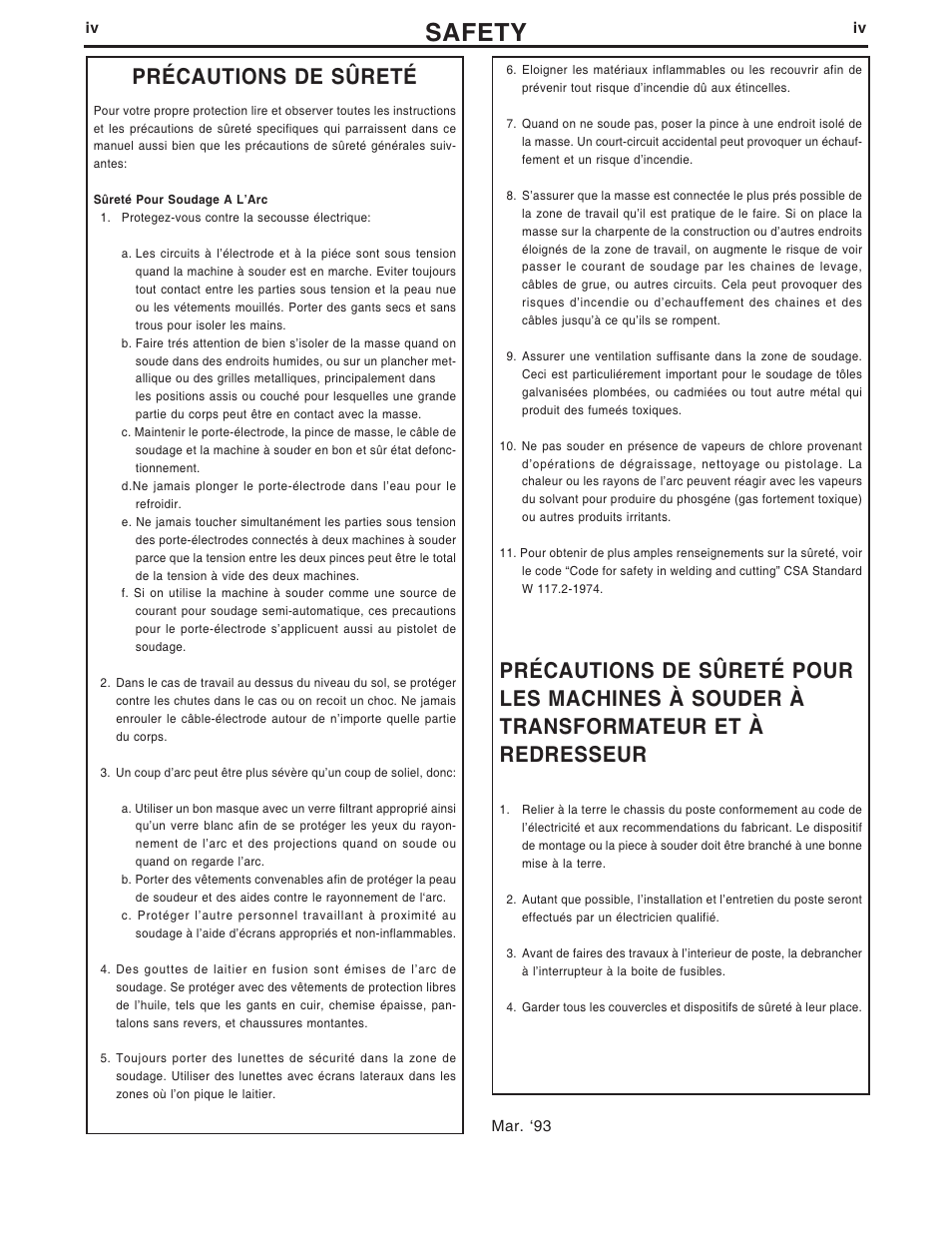 Safety, Précautions de sûreté | Lincoln Electric IM677 RED-D-ARC LN-25 User Manual | Page 5 / 34