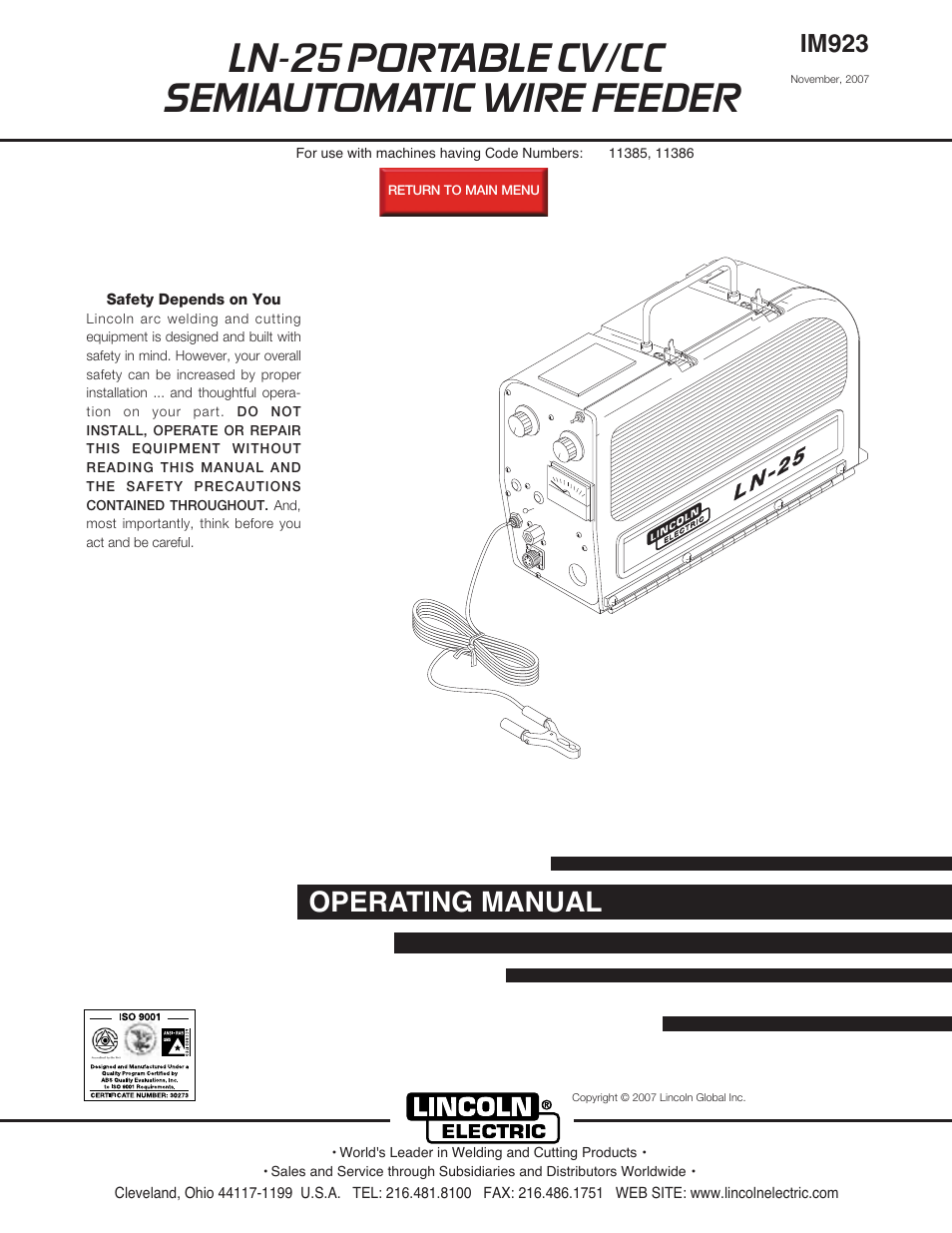 Lincoln Electric IM923 RED-D-ARC LN-25 User Manual | 38 pages