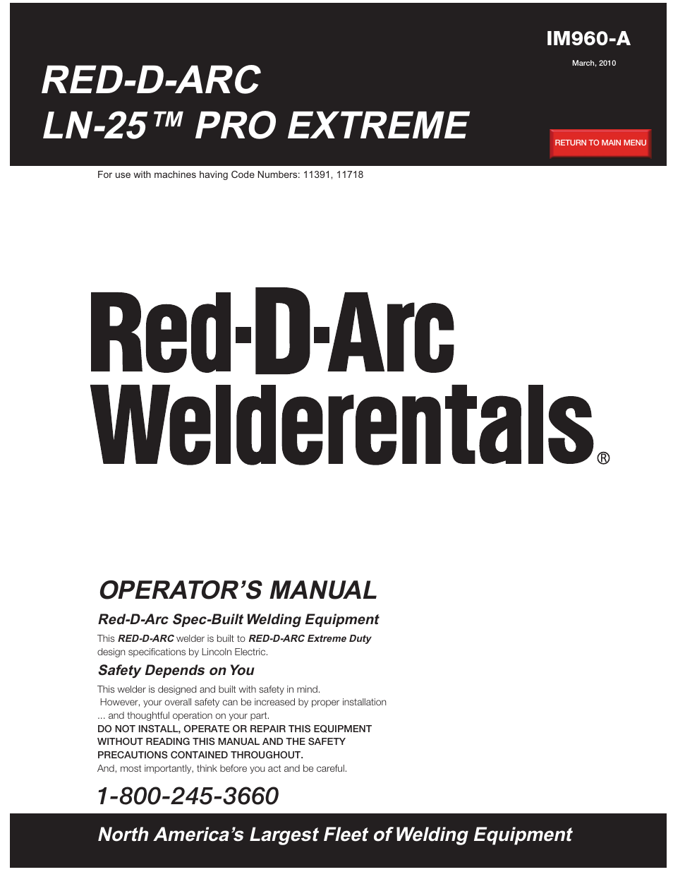 Lincoln Electric IM960 RED-D-ARC LN-25 PRO EXTREME User Manual | 39 pages