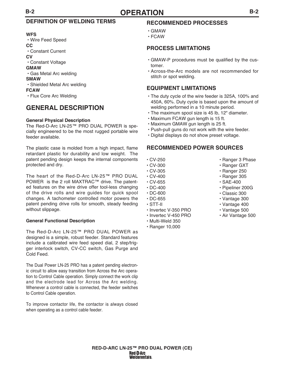 Operation, General description | Lincoln Electric IM994 RED-D-ARC LN-25 PRO EXTREME (CE) User Manual | Page 19 / 45