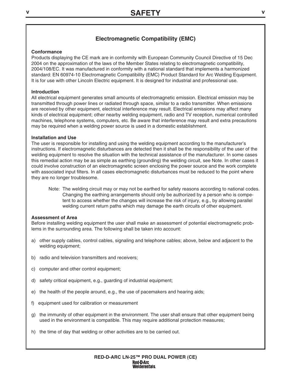 Safety | Lincoln Electric IM994 RED-D-ARC LN-25 PRO EXTREME (CE) User Manual | Page 6 / 45