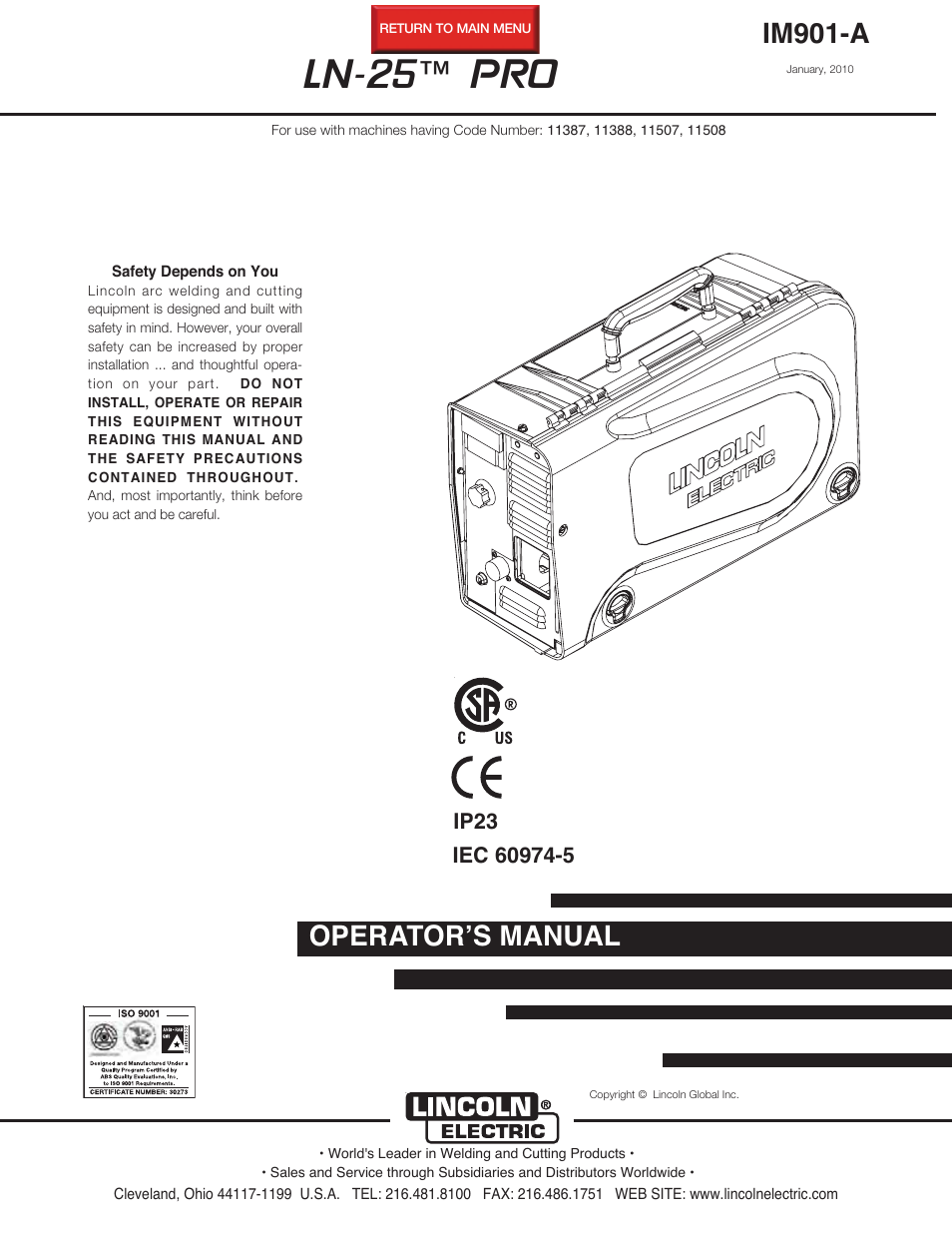 Lincoln Electric IM901 LN-25 PRO User Manual | 44 pages