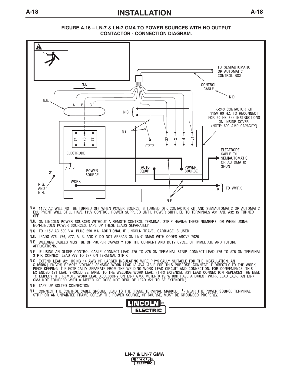 Installation | Lincoln Electric IM351 LN-7 GMA Wire Feeder User Manual | Page 25 / 62