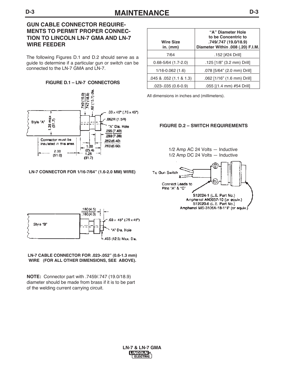 Maintenance | Lincoln Electric IM351 LN-7 GMA Wire Feeder User Manual | Page 51 / 62