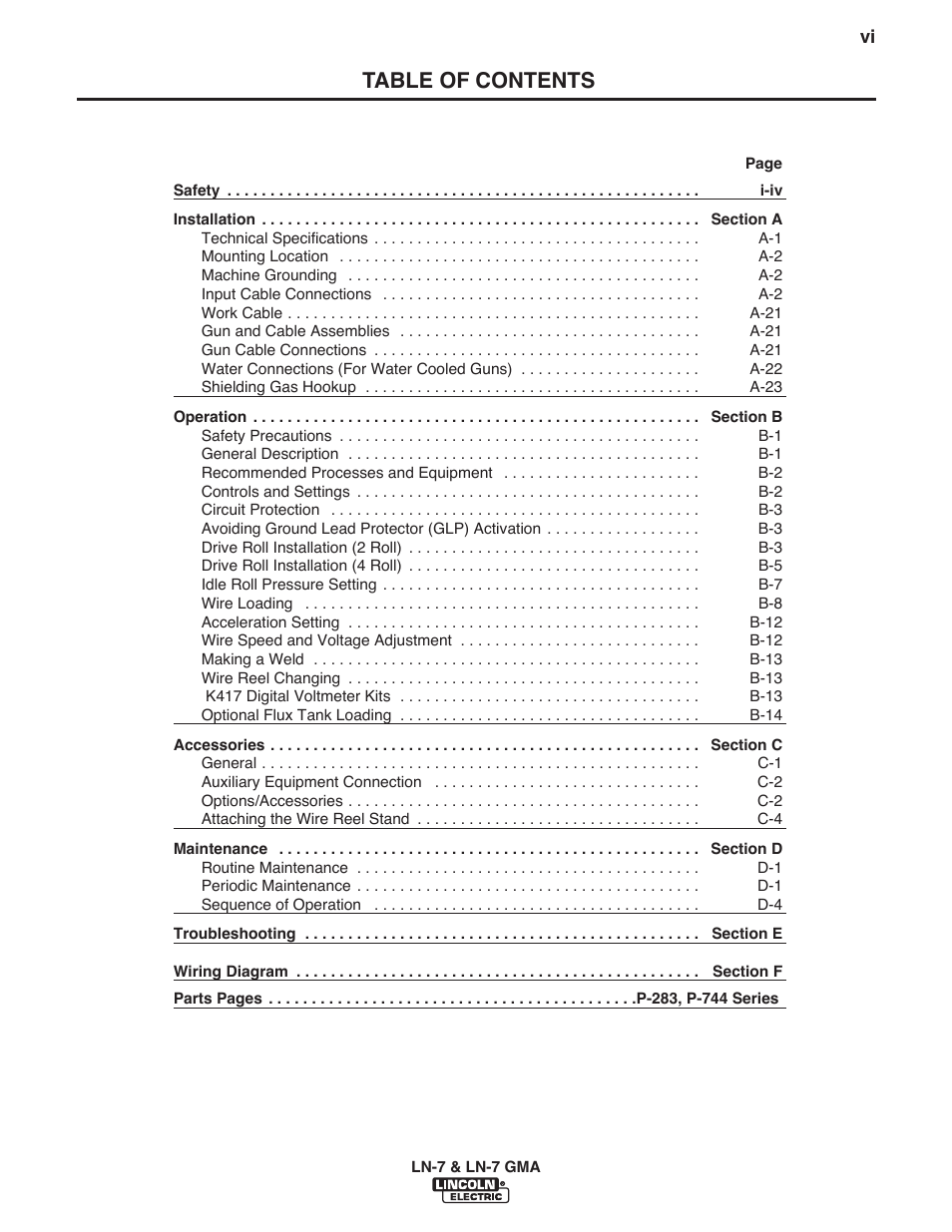 Lincoln Electric IM351 LN-7 GMA Wire Feeder User Manual | Page 7 / 62