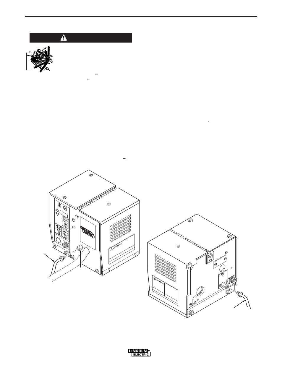 Installation, Gmaw shielding gas hookup, Warning | Lincoln Electric IM476 LN-742H Wire Feeder User Manual | Page 14 / 48