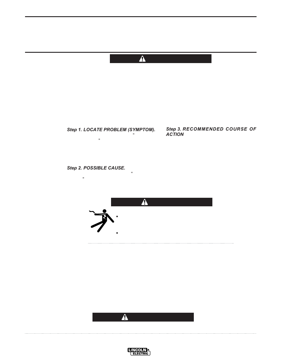 Troubleshooting, Caution, How to use troubleshooting guide | Warning | Lincoln Electric IM502 LN-742H Wire Feeder User Manual | Page 34 / 48