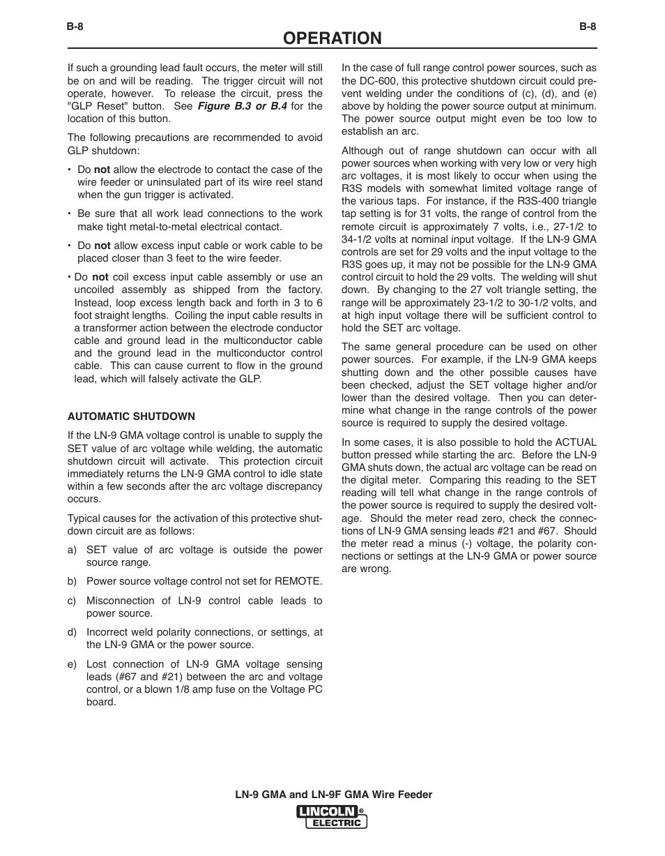 Operation | Lincoln Electric IM355 LN-9F GMA Wire Feeder User Manual | Page 31 / 70