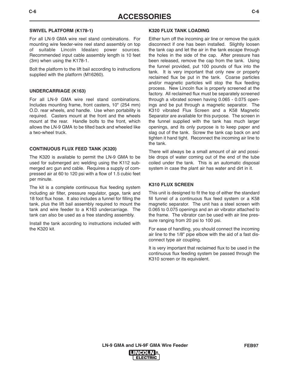 Accessories | Lincoln Electric IM355 LN-9F GMA Wire Feeder User Manual | Page 49 / 70