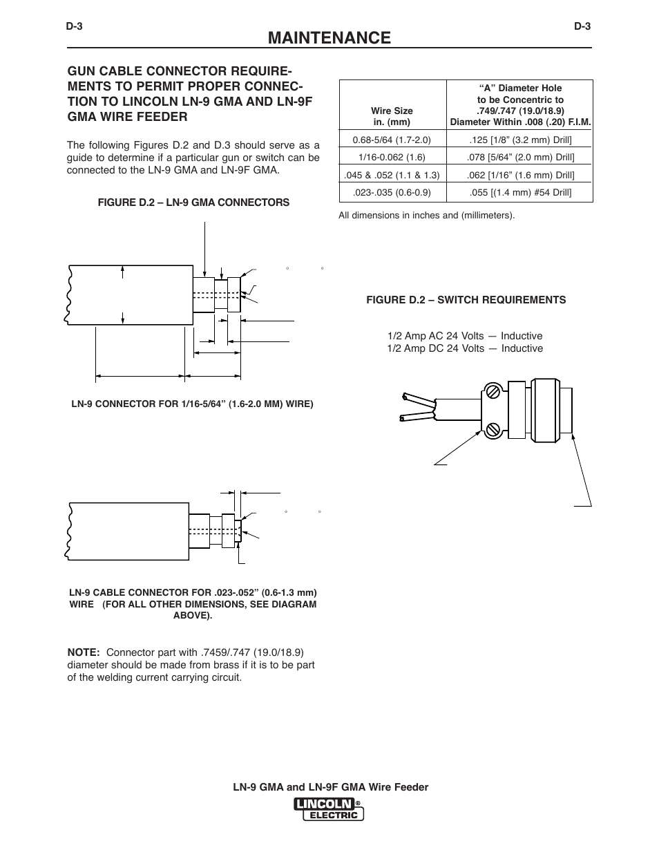 Maintenance | Lincoln Electric IM355 LN-9F GMA Wire Feeder User Manual | Page 54 / 70