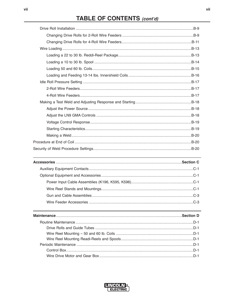 Lincoln Electric IM355 LN-9F GMA Wire Feeder User Manual | Page 8 / 70